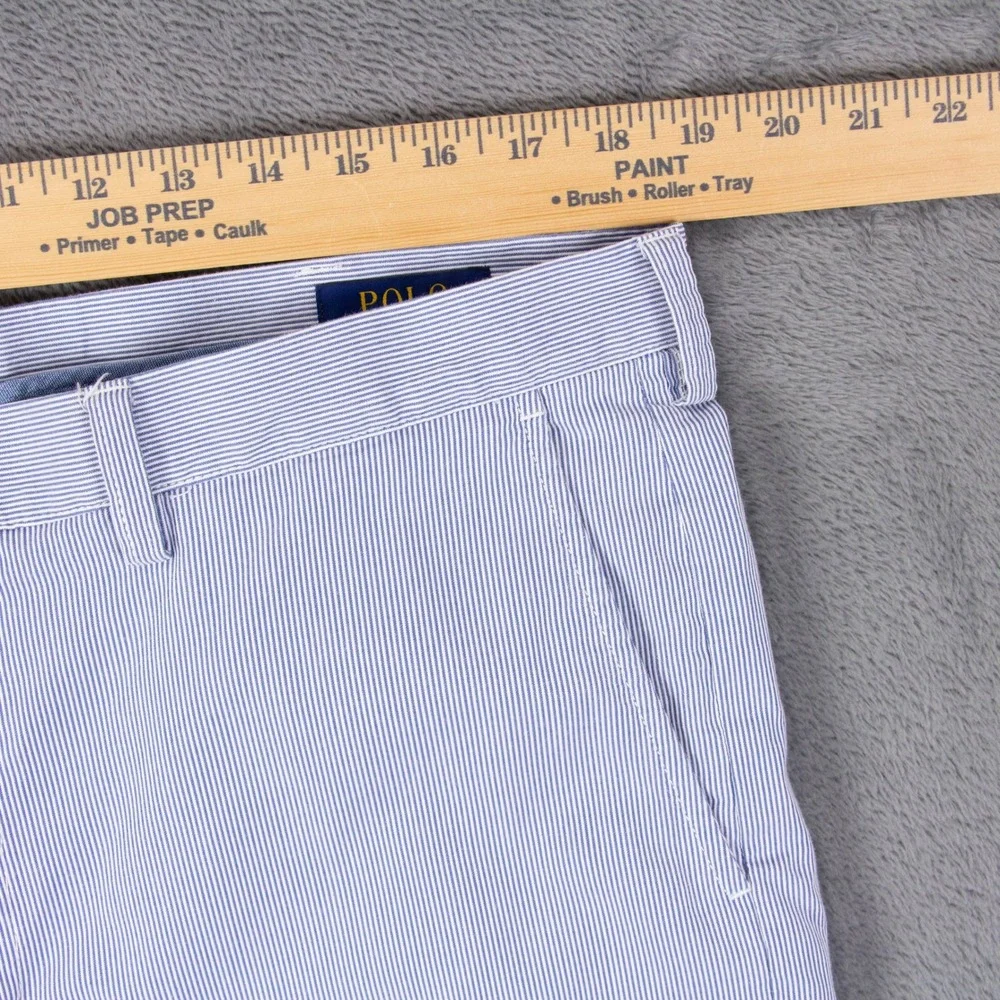 Polo Ralph Lauren Mens 36x34 Blue White Seersucker Stripe Classic Fit Pants